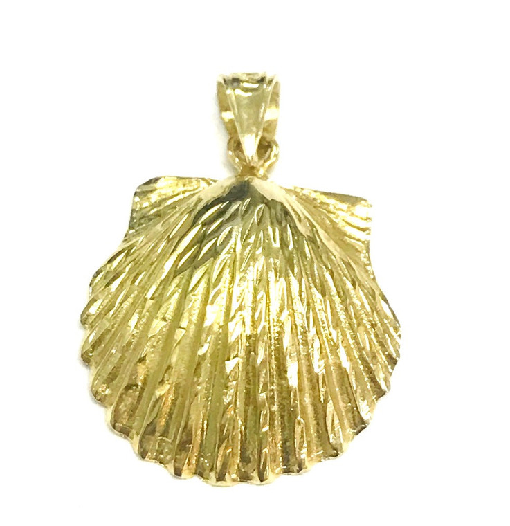 14K Yellow Gold Seashell Pendant.  SKU: 10269.  Available at DiamondBayJewelers.com