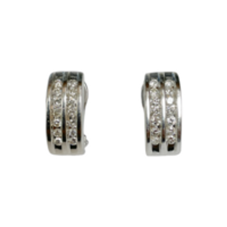 14K White gold hoop diamond earrings.  SKU: 135796.  Available at DiamondBayJewelers.com