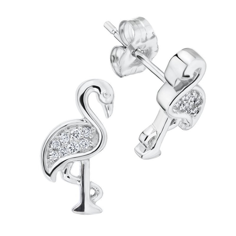 14K White Gold Diamond .05ctw Flamingo Stud Earrings.  SKU: 71003A.  Available at DiamondBayJewelers.com