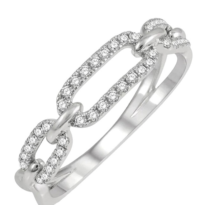 14K White Gold Diamond Paper Clip Ring.  SKU: 4041415EU2.  Available at DiamondBayJewelers.com