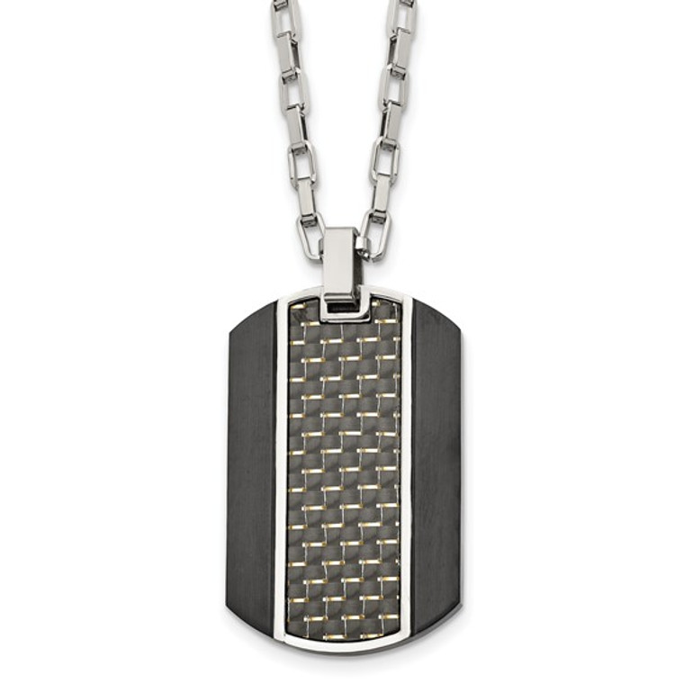 Stainless Brushed Black IP CF Inlay Necklace.  SKU: SRN2310-24.  Available at DiamondBayJewelers.com