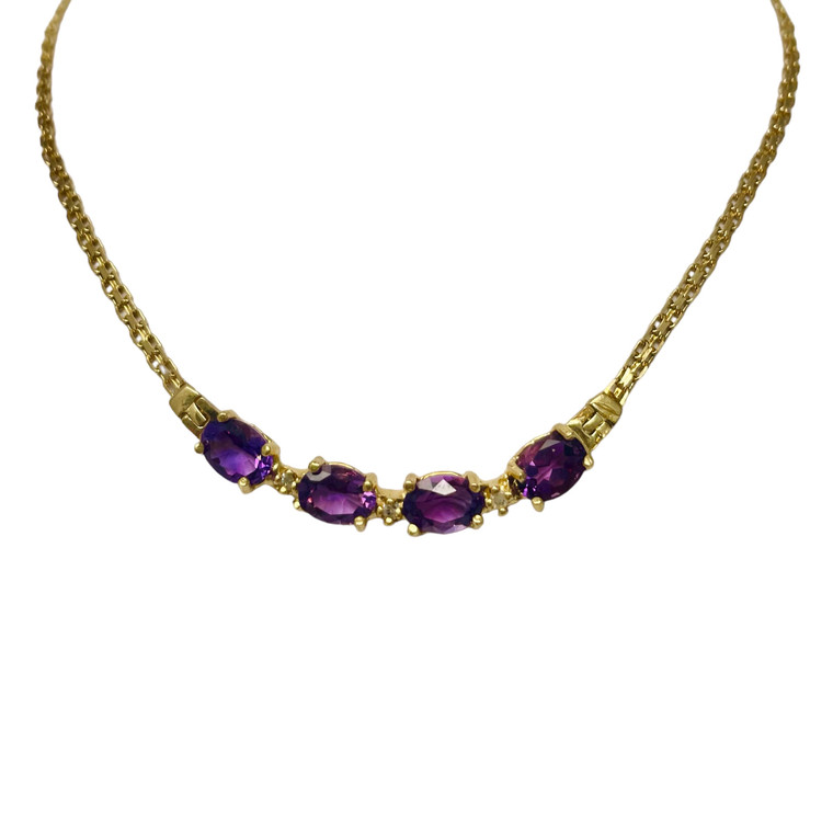 14KY Amethyst & Dia Necklace Dia.06.  SKU: JB1592.  Available at DiamondBayJewelers.com