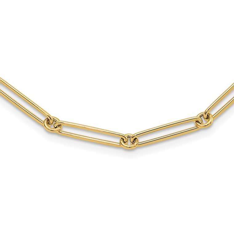 14K Polished Paperclip Link Necklace.  SKU: LF1657-18.  Available at DiamondBayJewelers.com