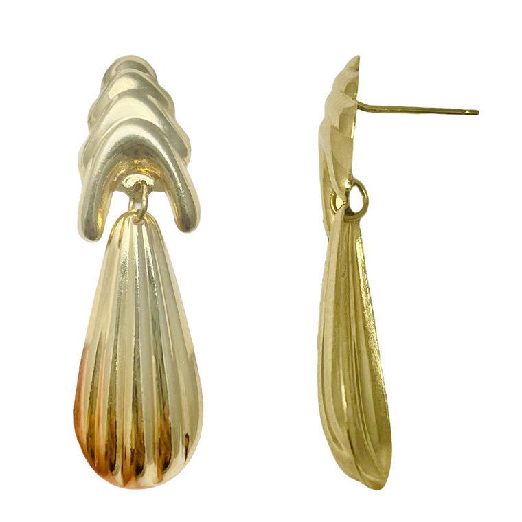 14K Yellow Gold Dangle Drop Earrings.  SKU: 604010.  Available at DiamondBayJewelers.com