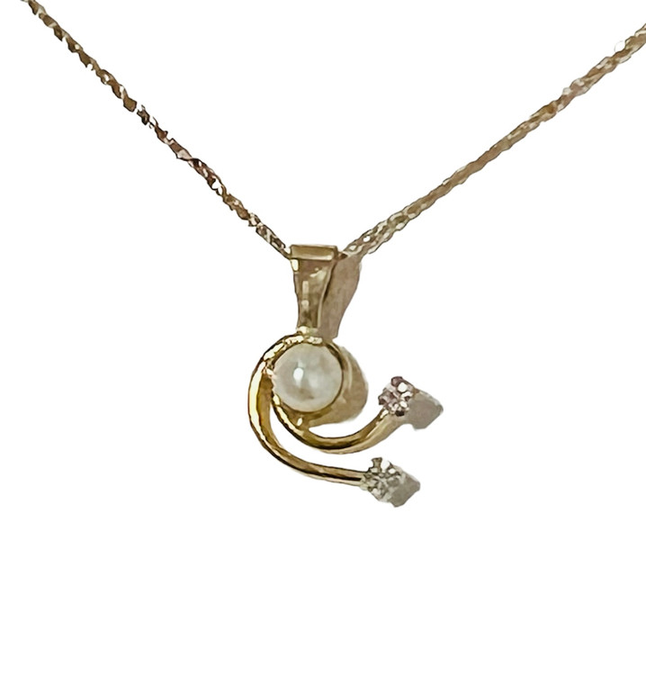 14KY Pearl  & Dia Wave Necklace.  SKU: 126332.  Available at DiamondBayJewelers.com