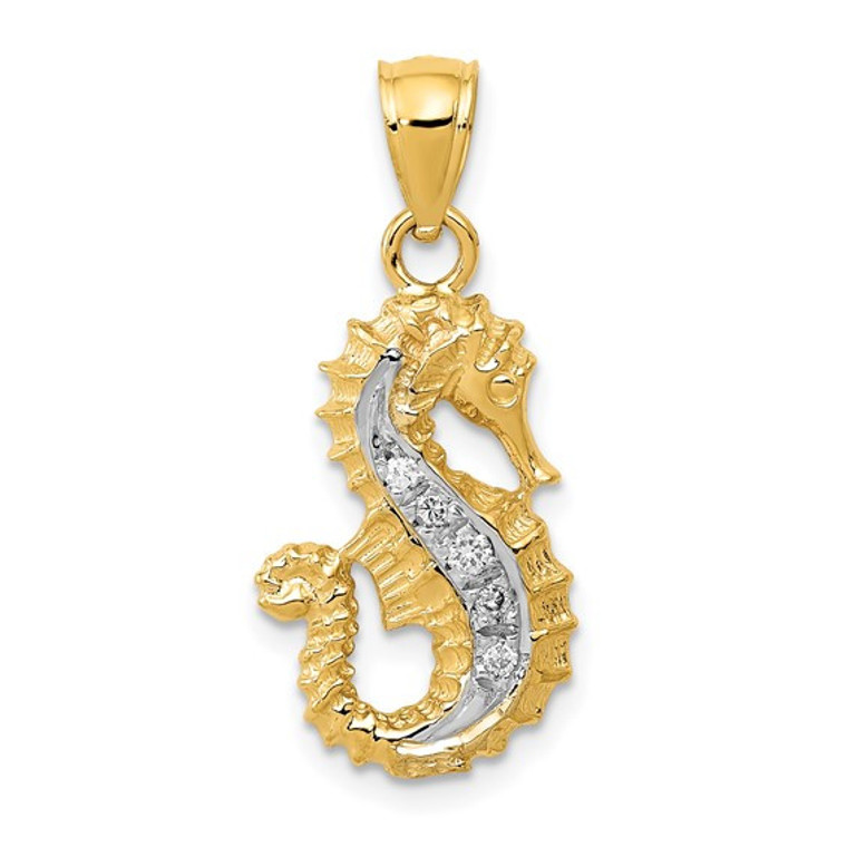 14K Diamond Seahorse Pendant .06ctw.  SKU: YC839.  Available at DiamondBayJewelers.com