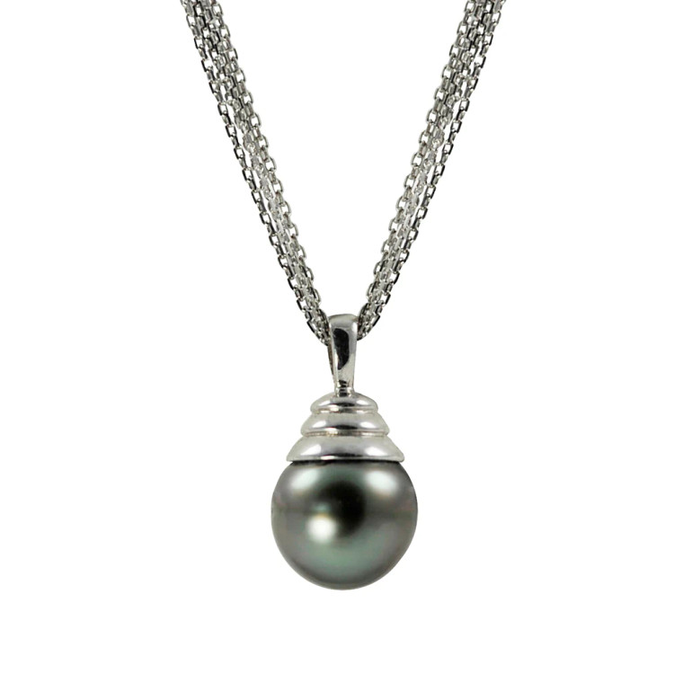 Sterling Silver Tahitian Pearl Pendant Necklace.  SKU: 682096/18.  Available at DiamondBayJewelers.com