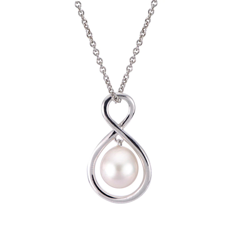 Sterling Silver White Freshwater Pearl Pendant Necklace.  SKU: 688013/FW18.  Available at DiamondBayJewelers.com