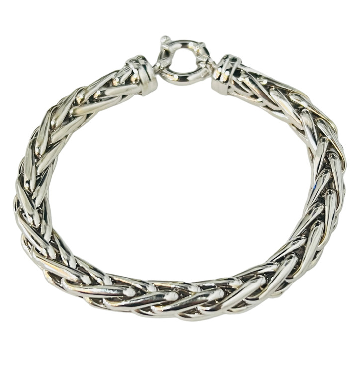 14K White Gold Italian Link Braided Bracelet.  SKU: JB23575.  Available at DiamondBayJewelers.com