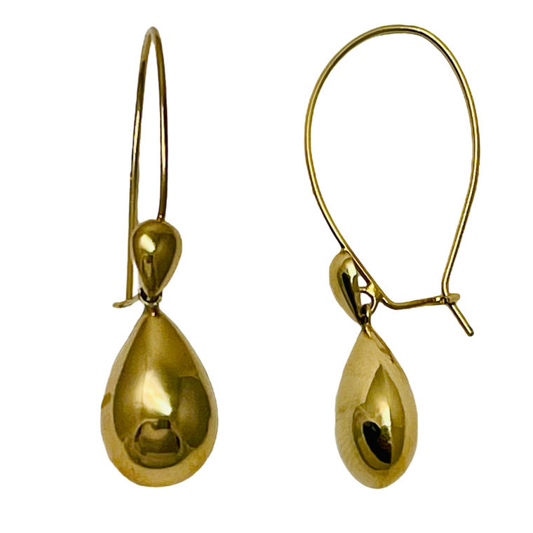 14K Yellow Gold Dangle Teardrop Earrings.  SKU: 1492.  Available at DiamondBayJewelers.com