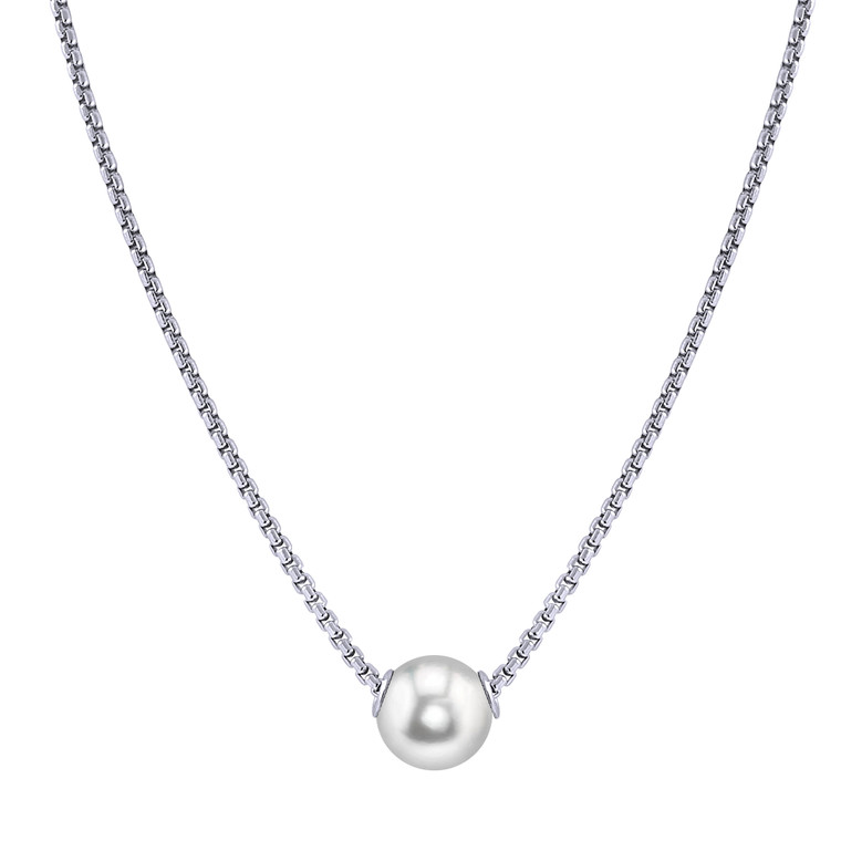 Silver Pearl Solitaire Necklace.  SKU: 663001W.  Available at DiamondBayJewelers.com