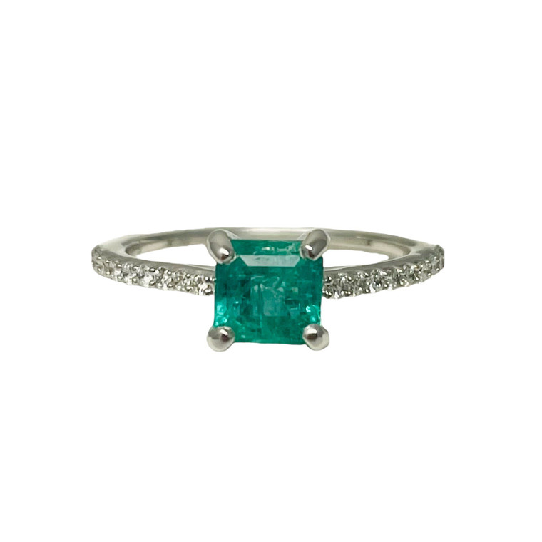 14K White Gold Fashion Emerald and Diamond Ring.   SKU: FR9122.  Available at DiamondBayJewelers.com