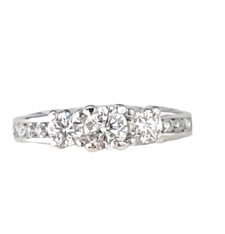 14KW 3 Stone Diamond Ring .92ctw.  SKU: DR219.  Available at DiamondBayJewelers.com