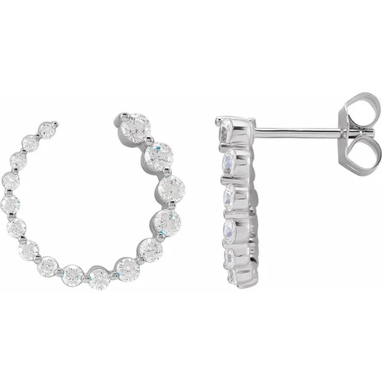 14K White 7/8 CTW Natural Diamond Front-Back Earrings.  SKU: 688818.  Available at DiamondBayJewelers.com