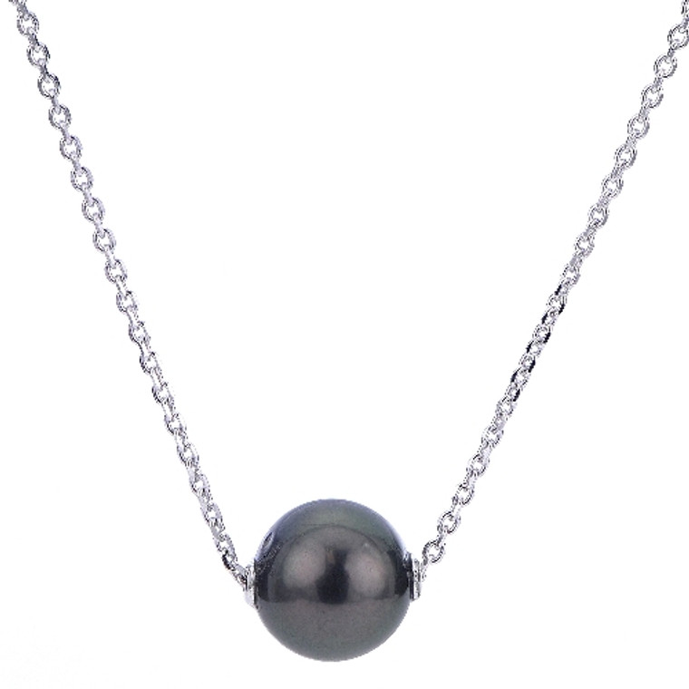 Sterling Silver Tahitian Pearl  Movable Necklace.  SKU: 667551-B.  Available at DiamondBayJewelers.com