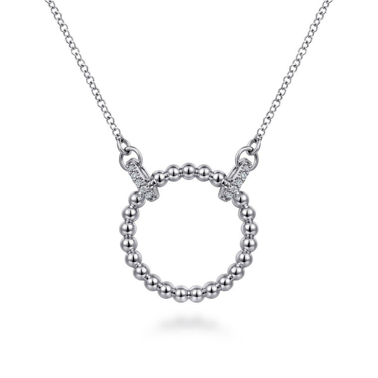 Gabriel & Co. 925 Sterling Silver Bujukan White Sapphire Open Circle Pendant Necklace. 
 SKU: 11098.  Available at DiamondBayJewelers.com