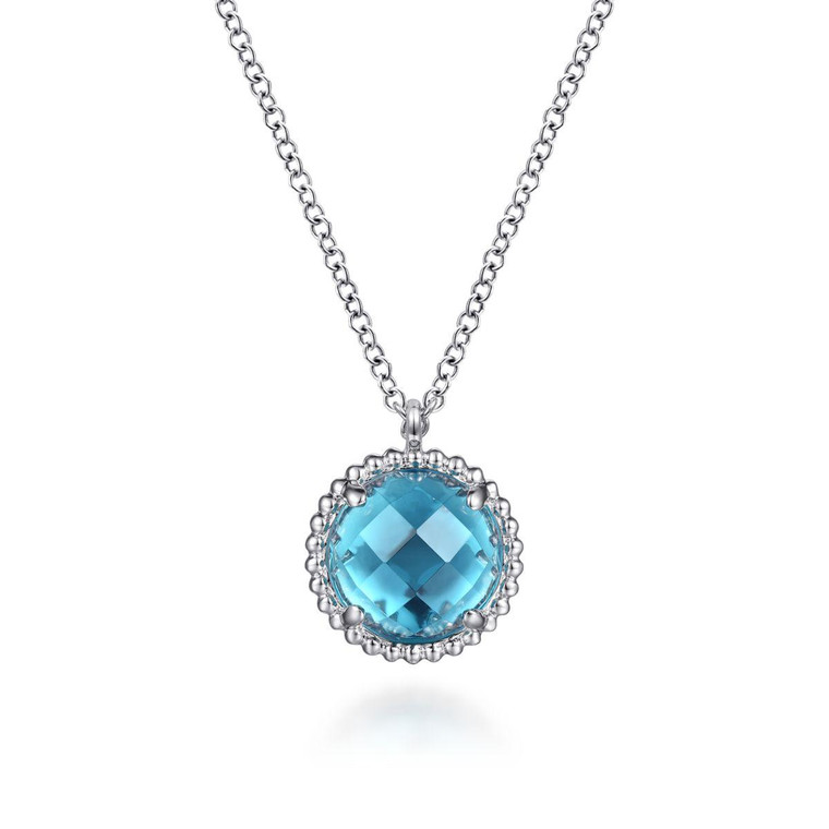 Gabriel & Co. 925 Sterling Silver Bujukan Swiss Blue Topaz Pendant Necklace.  SKU: 11101.  Available at DiamondBayJewelers.com