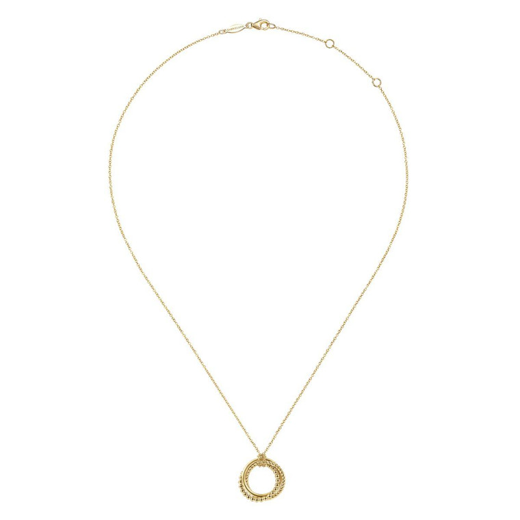 Gabriel & Co. 14K Yellow Gold Bujukan Twisted Rope Multi Circle Pendant Necklace.  SKU: 11086.  Available at DiamondBayJewelers.com NK6531Y4JJJ