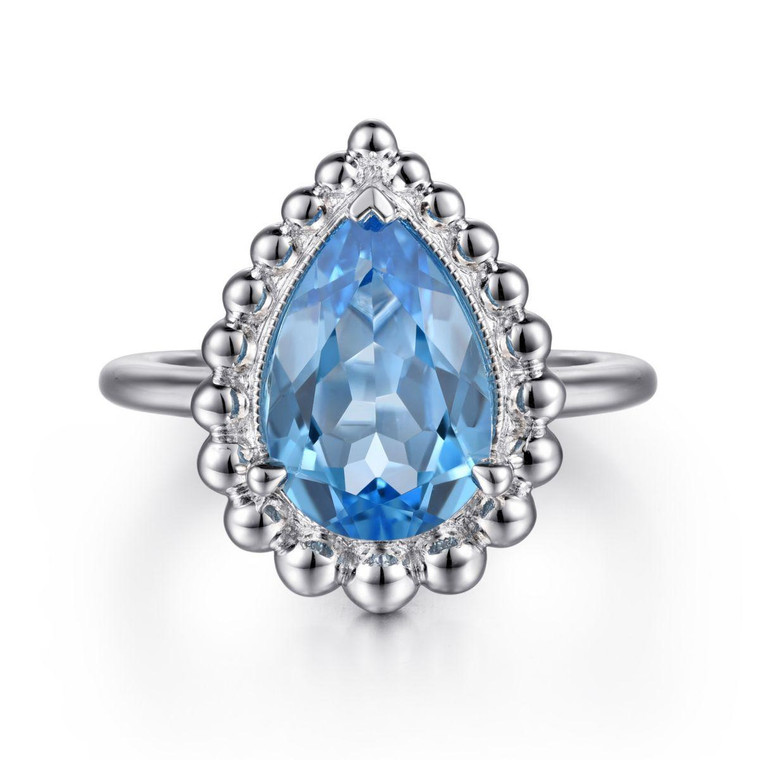 Gabriel & Co. 925 Sterling Silver Swiss Blue Topaz Bujukan Ring.  SKU: 11058.  Available at DiamondBayJewelers.com