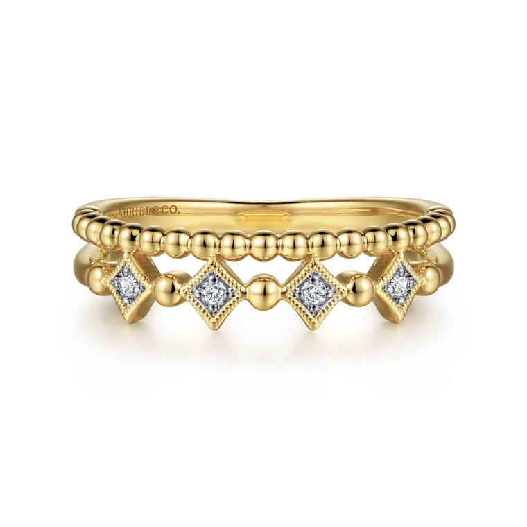 Gabriel & Co. 14K Yellow Gold Bujukan Stackable Diamond Ring.  SKU: 11056.  Available at DiamondBayJewelers.com LR52233Y45JJ