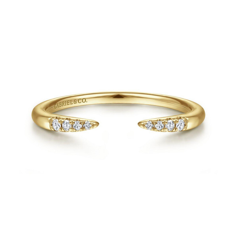 Gabriel & Co. 14K Yellow Gold Open Diamond Tipped Stackable Ring.   SKU: 11015.  Available at DiamondBayJewelers.com