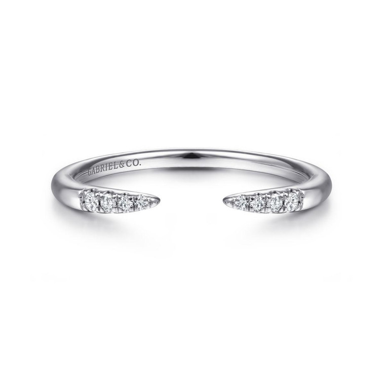 Gabriel & Co. 14K White Gold Open Diamond Tipped Stackable Ring.  SKU: 11014.  Available at DiamondBayJewelers.com