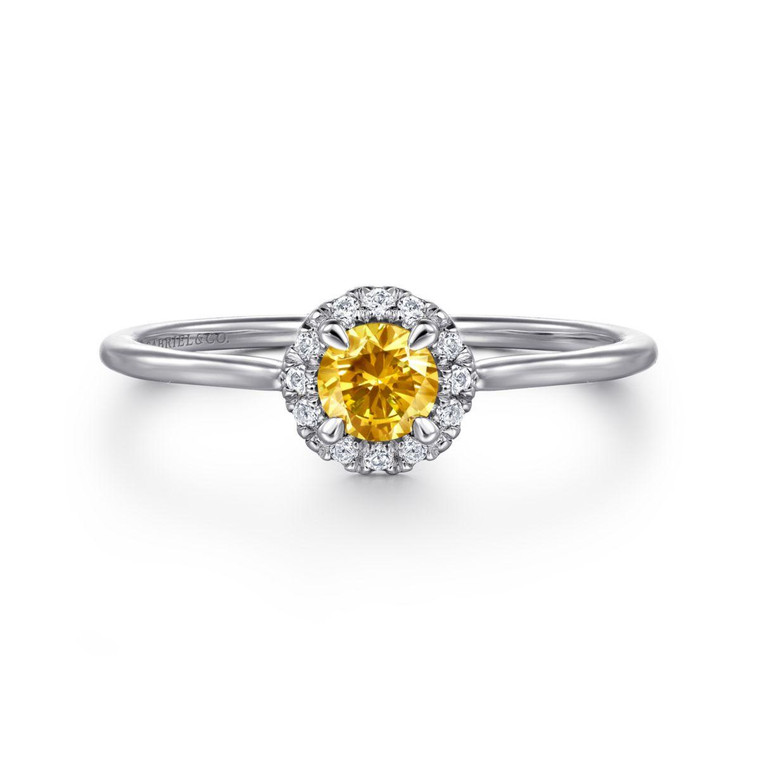 Gabriel & Co. 14K White Gold Citrine and Diamond Halo Promise Ring.  SKU: 11019.  Available at DiamondBayJewelers.com LR51264W45CT