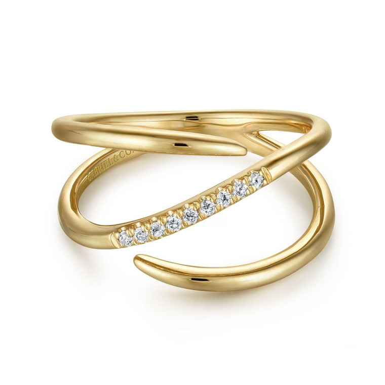 Gabriel & Co. 14K Yellow Gold Split Shank Pavé Diamond Wrap Ring.  SKU: 11029.  Available at DiamondBayJewelers.com LR51267Y45JJ
