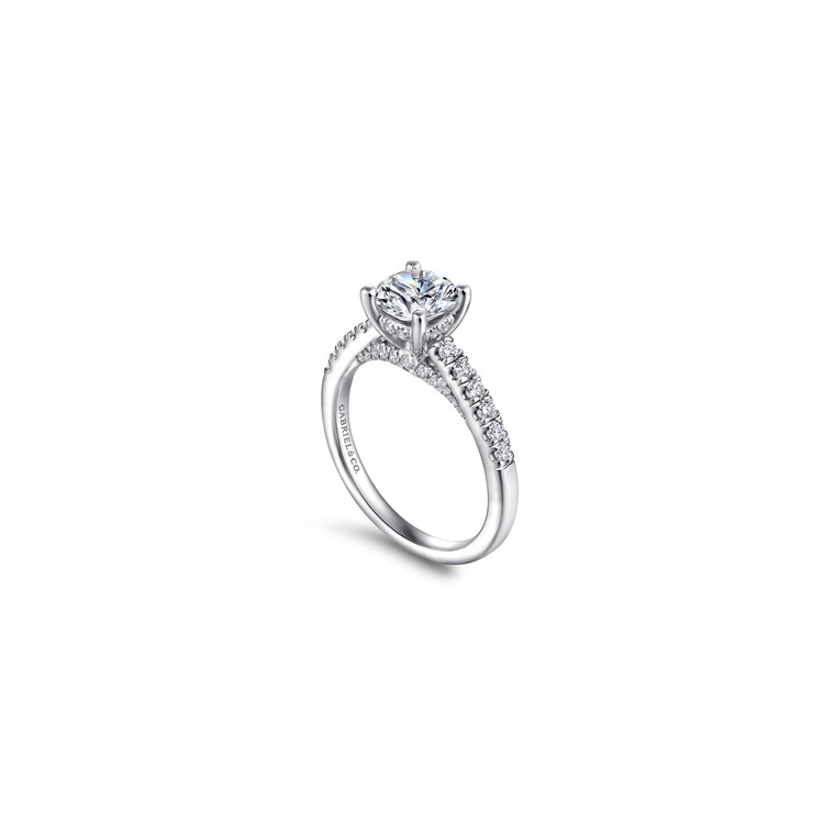 Gabriel & Co. 14 KW Gold Round Diamond Engagement Ring.  SKU: 10984.  Available at DiamondBayJewelers.com
