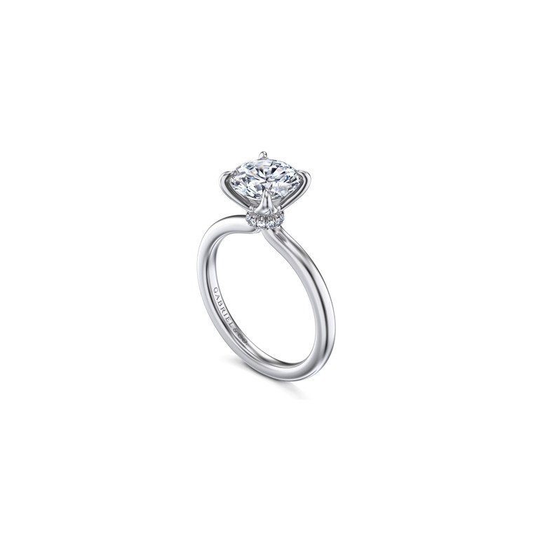 Gabriel & Co. 14K White Gold Round Solitaire Diamond  Engagement Ring.  SKU: 10988.  Available at DiamondBayJewelers.com