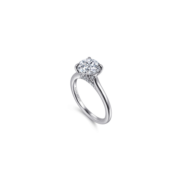 Gabriel & Co. 14K White Gold Round Diamond Classic Engagement Ring.  SKU: 11003.  Available at DiamondBayJewelers.com