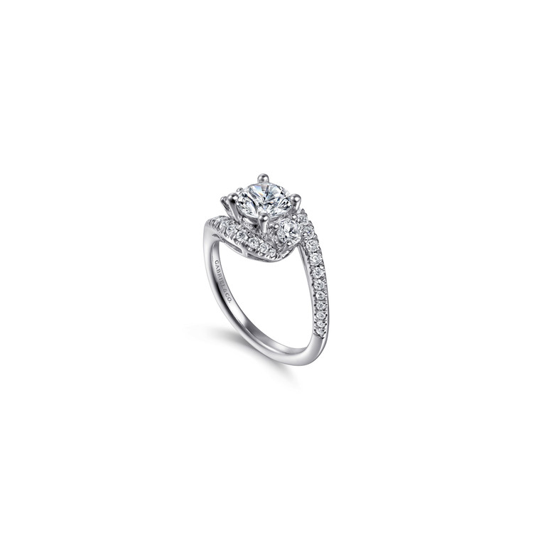 Gabriel & Co. 14 K White Gold Round Diamonds Engagement Ring.  SKU: 10985.  Available at DiamondBayJewelers.com