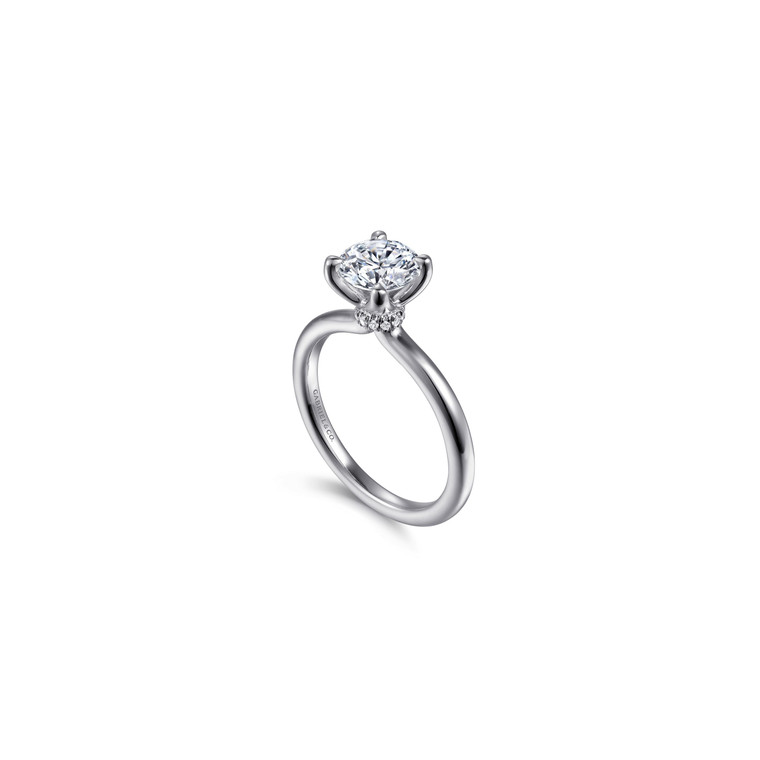 Gabriel & Co. 14K White Gold Round Solitaire Diamond Engagement Ring.  SKU: 10987.  Available at DiamondBayJewelers.com