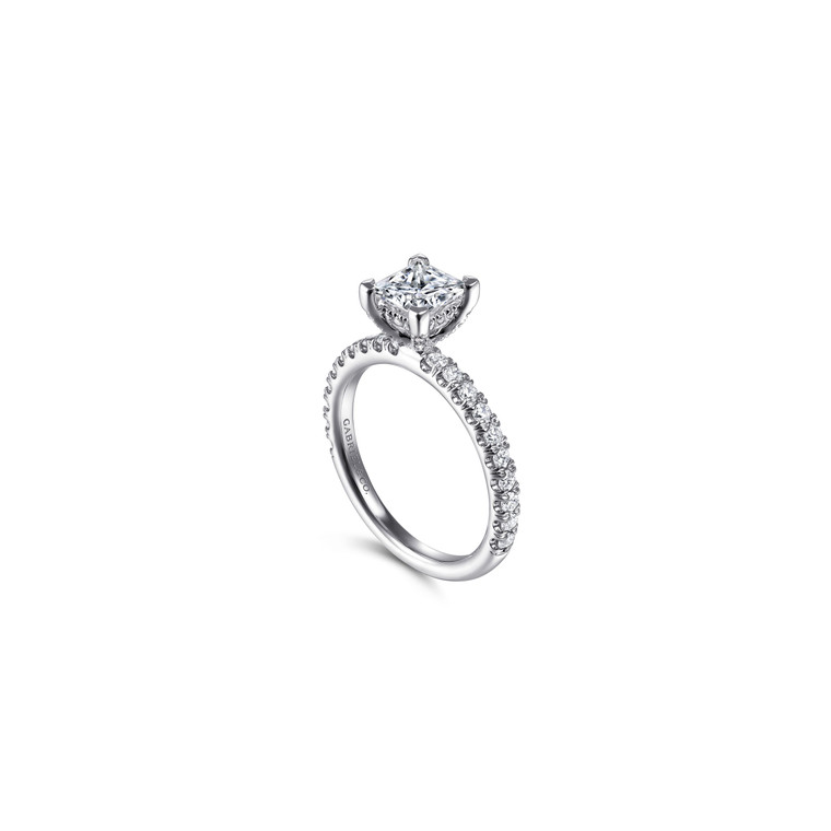 Gabriel & Co. 14K White Gold Princess Cut Diamond Engagement Ring.  SKU: 10983.  Available at DiamondBayJewelers.com