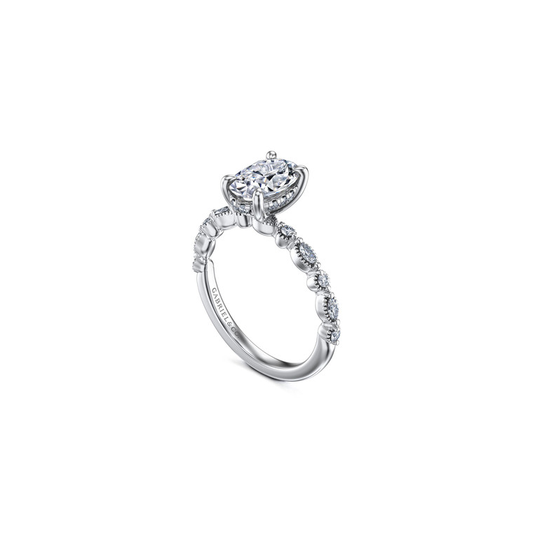 Gabriel & Co. 14K White Gold Oval Diamond Engagement Ring.  SKU: 10994.  Available at DiamondBayJewelers.com