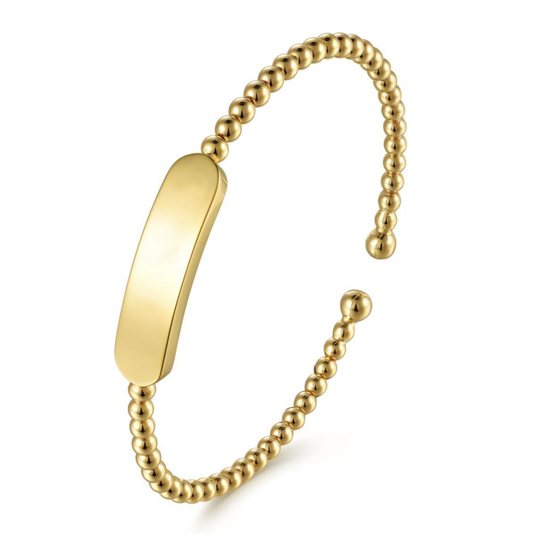 Gabriel & Co. 14K Yellow Gold Bujukan Personalized Bangle.  SKU: 10907.  Available at DiamondBayJewelers.com