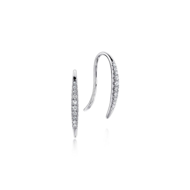 Gabriel & Co. 14K White Gold Tapered Diamond Threader Drop Earrings.  SKU: 10923.  Available at DiamondBayJewelers.com EG13084W45JJ