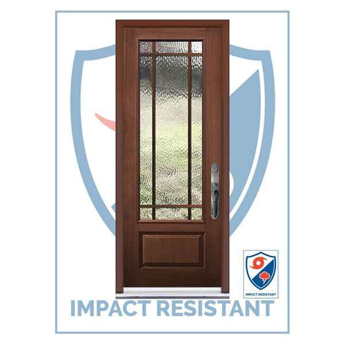 IMPACT RATED | 3/4 Lite 9 Lite Marginal SDL glass | 8' Tall - IMP-MCR18000-SDL9CR