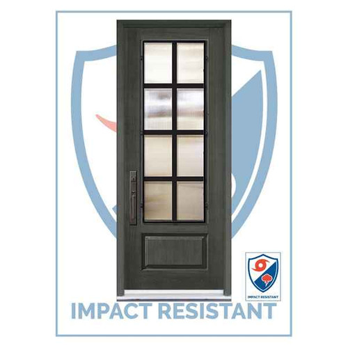 IMPACT RATED | 3/4 Lite Minimal WI Grille | 8' Tall - IMP-MCR18000WMI