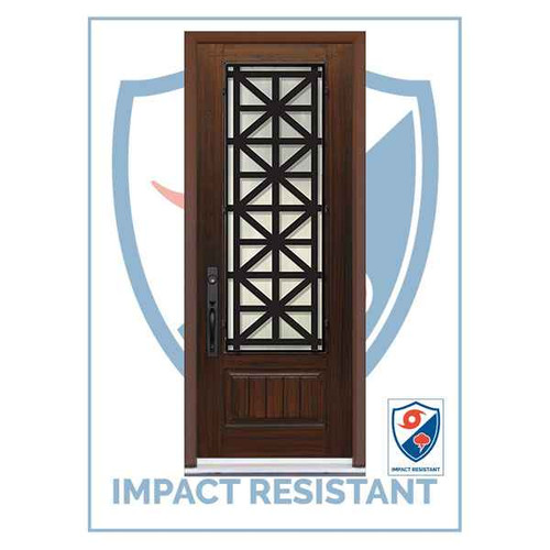 IMPACT RATED | 3/4 Lite Contempo WI Grille | 8' Tall - IMP-MCR18000WCO