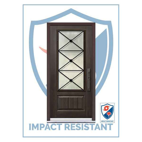 IMPACT RATED | 3/4 Lite Republic WI Grille | 6'8 Tall - IMP-MCR08000WR