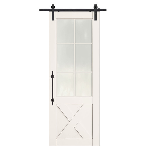 BarnCraft | 6 Lite X Panel MDF & Glass Sliding Door | - BDMDF2868F6LTX