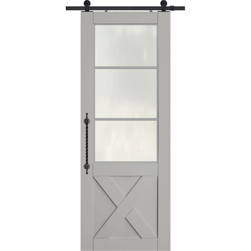 BarnCraft | 3 Lite X Panel MDF & Glass Sliding Door | - BDMDF2868F3LTX