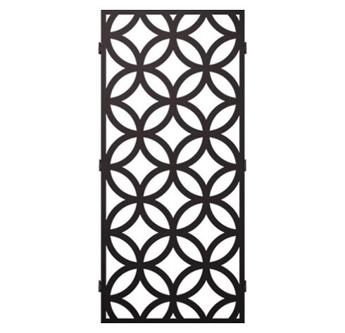 Eclectic CNC-cut steel grille pattern.