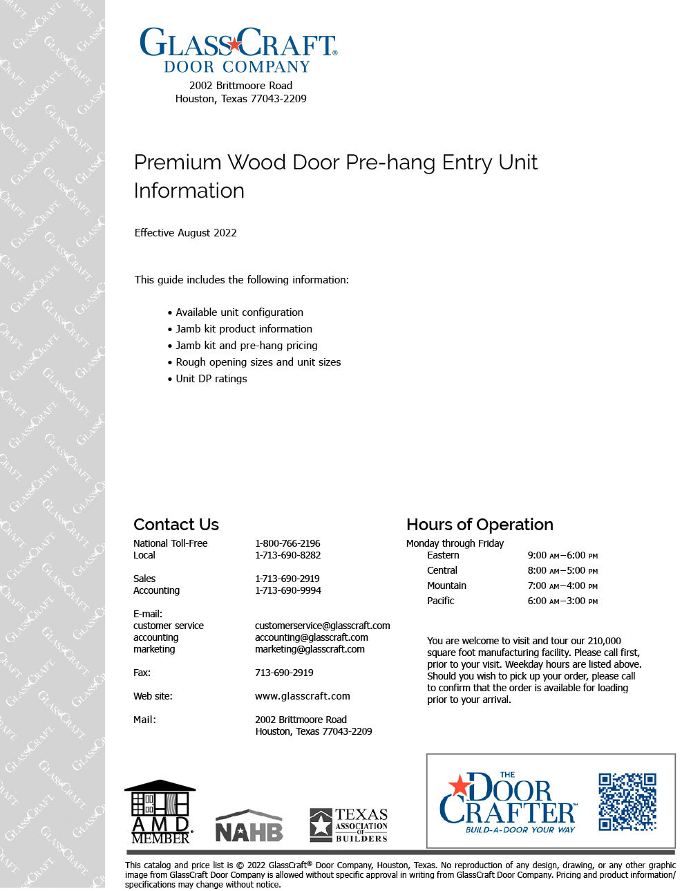 Premium Wood Door Pre-hang Entry Unit Information
