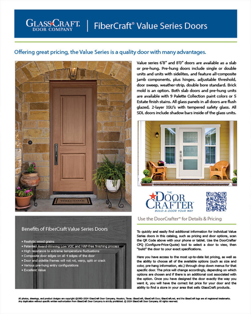 Value Series FiberCraft Doors catalog cover