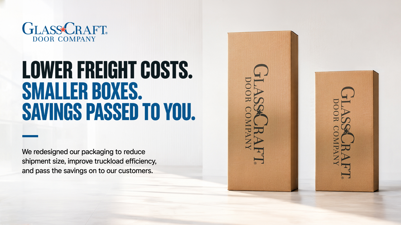 Smaller Boxes. Lower Freight Costs. Savings Passed to You.