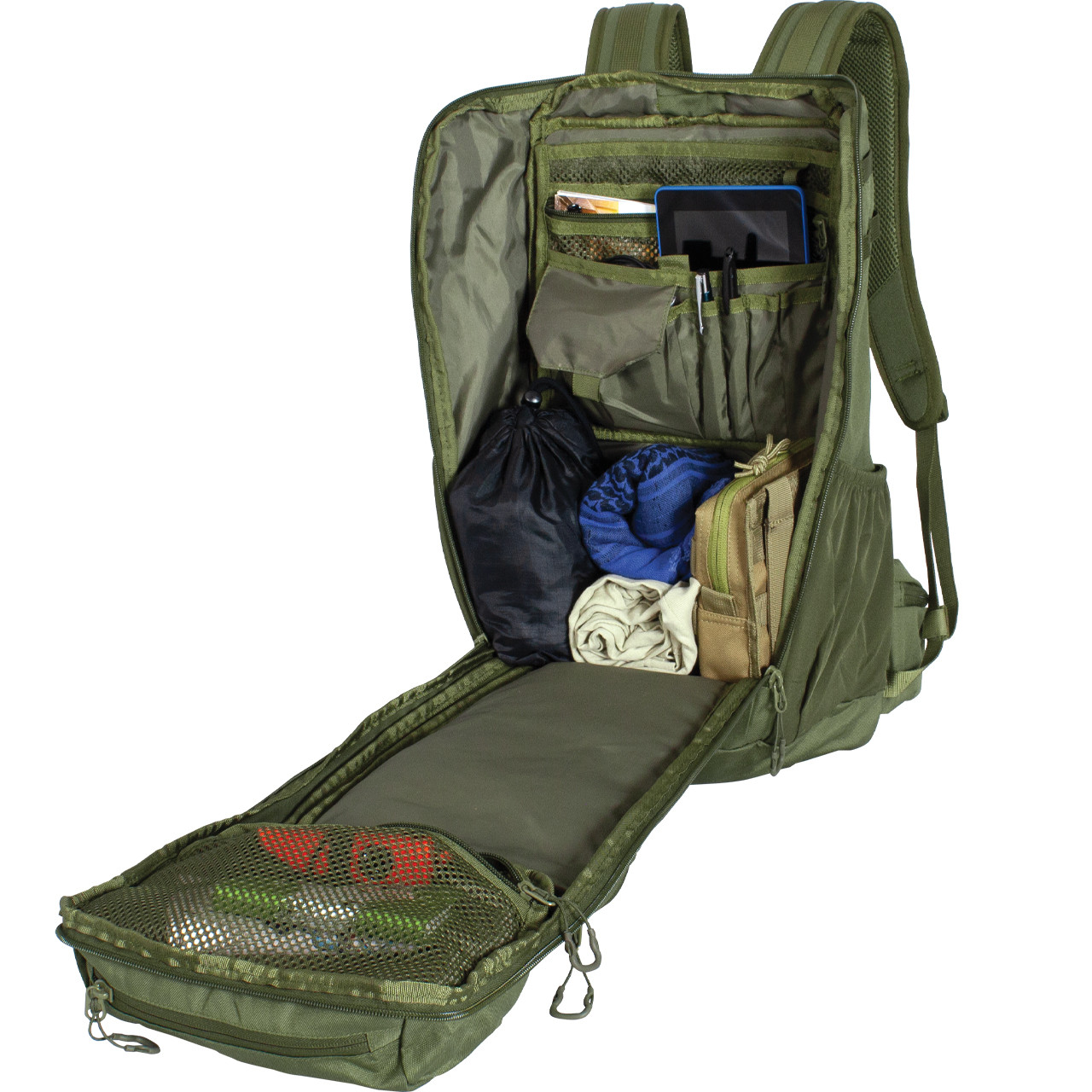 Fhior 30L Tactical Backpack - Olive Drab - Inside Main