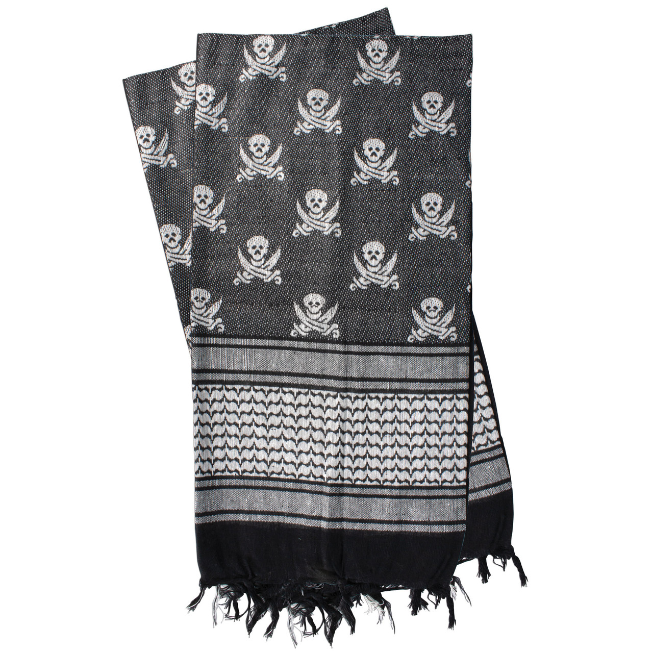 70-03-Tactical Shemagh - Jolly Roger - Wjite/Black
