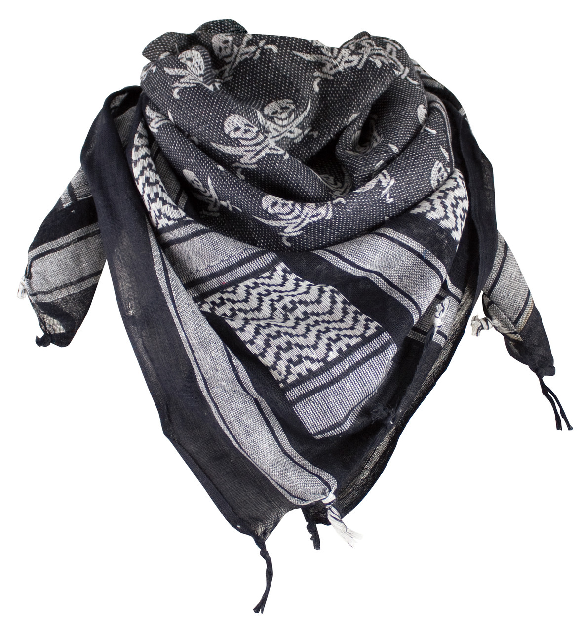 70-03 Tactical Shemagh Jolly Roger - White/Black
